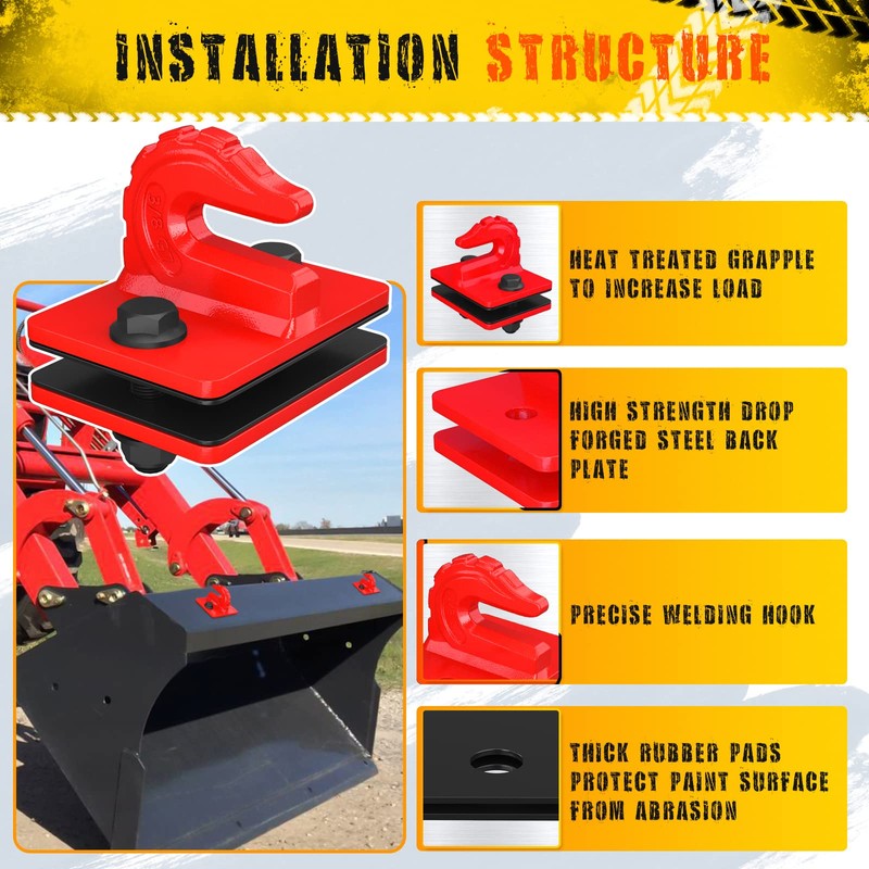 AMBULL 2 Pack 3/8" Tractor Bucket Grab Hook Grade 70