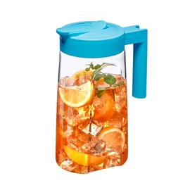 Amazing Abby - Slim - Tritan Pitcher (48 oz), Unbreakable Plastic Water Pitcher with Lid, BPA-Free, Heat-Resistant, Dishwasher-Safe, Great for Both Iced and Hot Drinks, Indoors and Outdoors, Blue