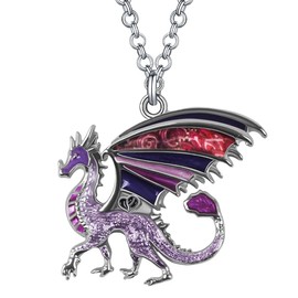 NEWEI Enamel Dragon Necklace Pendant Dainty Dragon Jewelry Gifts for Women Girls (Orchid)