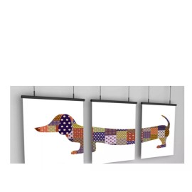 Unbranded Set of 3 PATCHWORK QUILT DACHSHUND Unframed Wall Art Prints Floral Gingham Cute~