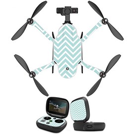 MightySkins Skin Compatible with GoPro Karma Drone Headphones wrap Cover Sticker Skins Aqua Chevron