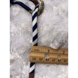 Unbranded 20 yards dk navy white brown yellow print CORD spaghetti strap string 1/4" wide