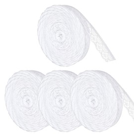 Rnigra 40M White Lace Ribbon Roll, White Lace Trim Width 1.4cm, Lace Trimming for Sewing, Perfect for Crafting, Wedding Decoration, Gift Wrapping, Bow Making, Bouquet(10M/Roll, 4Roll)