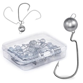 UNYLE Jig Heads,Weighted Texas Rig Hooks,Weedless Swimbait Jig Heads for Bass Fishing,Football Jig Head Offset Fishing Hooks for Freshwater Saltwater 3.5g 1/8oz