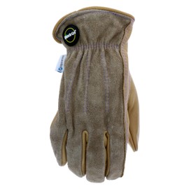 Miracle-Gro MG86006 Aqua Armor Cow Grain Palm Gloves - [1 Pair, Medium/Large] Women Gloves with Shirred Elastic