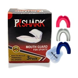 Pk Shark Kids Gum Shield/Mouthguard Mixed Colors for All Kinds of School and Professional Sports (3 Pack - Pink, White, Blue, Kids Age 8-12)