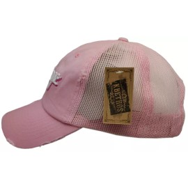 Peerless Embroidery Chicago Script Trucker Mesh Snapback Distressed Pink