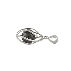 Starborn Sterling Silver Teardrop Style Gemstone Ball Cage Pendant, Gemstone Sterling Silver, Shungite