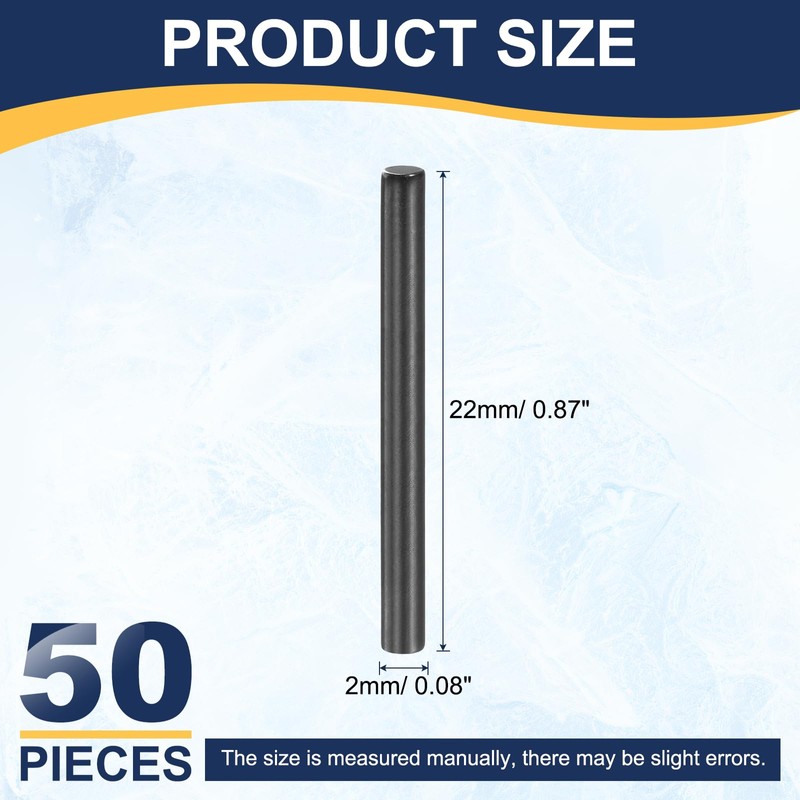 uxcell 50Pcs 2mm x 22mm Dowel Pins, 304 Stainless Steel