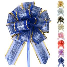 LHLZNB 5 pieces Big Car Bow,Giant Bow for Car(63inch/160 cm),wedding car ribbon kit，car ribbon for prom，Gift Wrapping for New Car,Huge Presents Bows Decoration (blue)