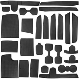 SENSHINE Cup Holder Insert Mat for Telluride Accessories 2025 2024 2023 2022 2021 2020 Center Console Liners Door Pocket Slot Mats Non-Slip Anti Dust Pads Premium Interior 26Pcs Set (Black Trim)
