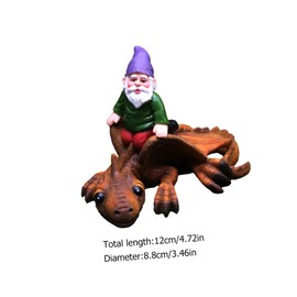 Mipcase 1Piece Gnome Dinosaur Resin Ornament for Micro Landscaping Durable Garden Decor for Balcony Office Elegant Craftsmanship Use Unique Garden Decoration