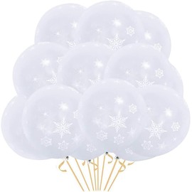 50PCS White Balloons 12 Inch Snowflake Balloons Snow White Party Decorations Winter Wedding Decorations/Baby Shower Birthday Party Supplies