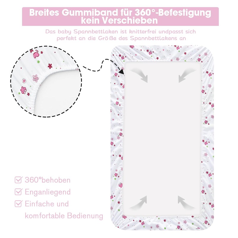 Bimocosy 2 Pack Cot Sheets 70x140cm, Soft Cotton Mattress Protector