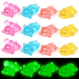 HOMICO 16 Pieces Mini Resin Animals Figurines Glow in The Dark Mini Rabbits Pigs Chickens Bears Tiny Animals for Dollhouse Fairy Garden Micro Moss Landscape Home Decor
