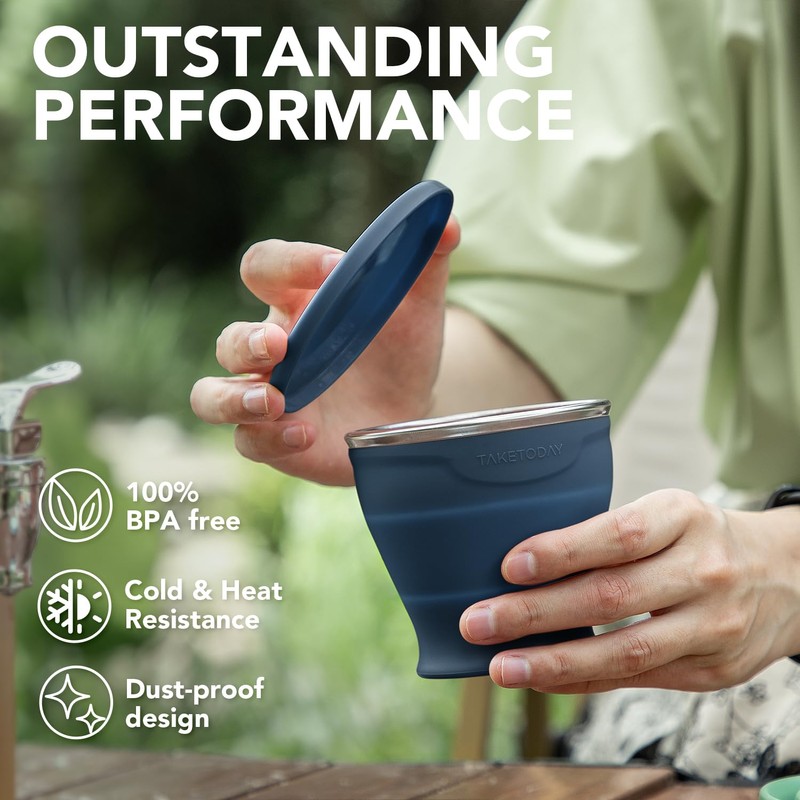 TakeToday Collapsible Travel Cup - Silicone Foldable Water Cup, BPA-Free