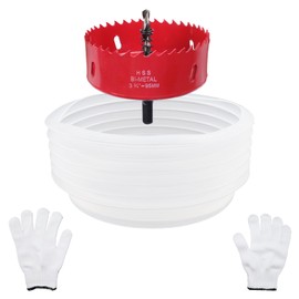 Nicerity 3-3/4 Inch Hole Saw with 125mm Dust Bowl Catcher for Recessed Lights, 95mm Hole Cutter in Bi-Metal with Arbor for Wood, Plastic Board, Ceiling, Drywall, Include Hex Key & Gloves