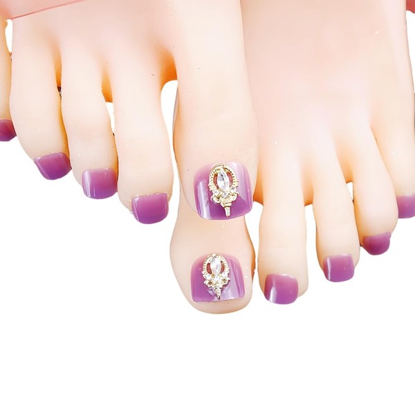 24pcs Press On Toe Nails Short Fake Toenails for Big