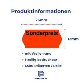 15000 Price Gun Label 26 mm x 12 mm Bright Red Inlet Pressure: Sale Price for Meto Permanent, Etimark Contact, Jolly, Flash