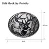 MUSVIKY Antique Silver Double Deer Wild Life Western Oval Belt