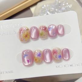 [Overseas] Luxury nail sticker purple butterfly flower hand-worn nail small flower temperament white butterfly high-end sense powder M/Dudu Nail 4ea