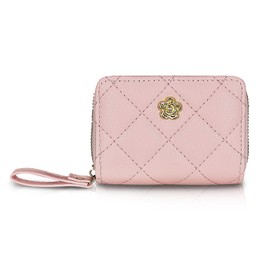 Energather Womens Wallet, PU Leather Women's Wallets Credit Card Holder for Women and Girls, Accordion Card Holder Wallet with Handle for Travelling, Shopping, Dating (pink)