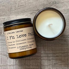 I F'n Love Fall | Premium Soy Wax Candle | The Snarky Mermaid | Amber Jar Candle | Made in USA | Snarky Candles | Scented Candles For Women And Men