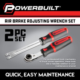 Powerbuilt Air Brake Adjusting Wrench Set, Truck Brakes, Fork-End Adjustment Tool, Offset Square Reversible Wrench - 643054ECE