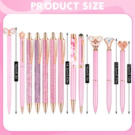 12 Pcs Diamond Pens Metal Liquid Sand Glitter Cute Ballpoint Pen Set Girly Crystal Pen Women Ballpoint Pen Black Ink Ball Point Pen Gift for Women Office Supplies School Wedding Party Desk (Pink)