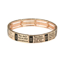 4030040 Ten Commandments 10 Stretch Bracelet Christian Scripture Religious Rose Gold Tone
