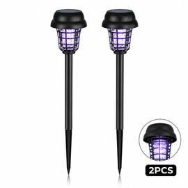 2 Piece Solar Bug Zapper Garden Lights – Outdoor Flying-Insect Lamps with Ground Stakes for Patios, Yards & Walkways