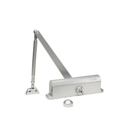 Global Door Controls Compact Commercial Door Closer in Aluminum with Adjustable Spring Tension - Sizes 1-4