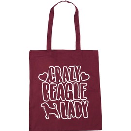 Hippowarehouse Crazy Beagle lady dog Tote Shopping Gym Beach Bag 42cm x38cm, 10 litres