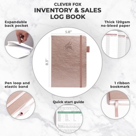 Clever Fox Inventory & Sales Log Book for Small Business – Inventory Ledger Book, Inventory Notebook, Order Tracker Book for Purchases, Sales & Reorders – Undated, Hardcover, A5, Rose Gold