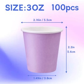 Iuuidu 3 oz Paper Cups, 100 Pack Purple Bathroom Cups, 3 oz Mouthwash Cups Small Cup, Bath Rinse Cups for Home, Office, Wedding, Travel