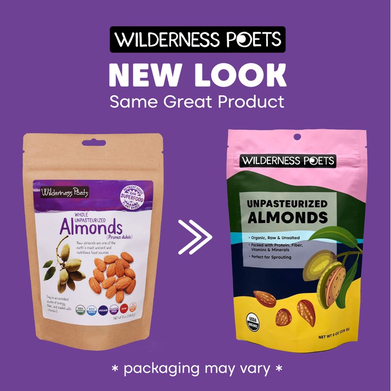Wilderness Poets Unpasteurized Almonds, Raw Organic Nuts (8 Ounce -