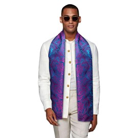 YOHOWA Teal Fuchsia Scarf for Men Paisley Silk Lightweight Feeling Soft Scarves Neckerchief Wraps Fashion Gift Wedding Party