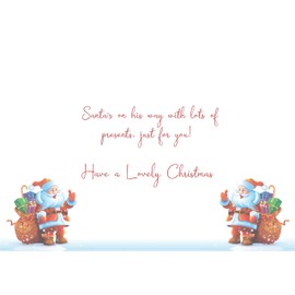 doodlecards Great Granddaughter Christmas Card Santas Sleigh Medium Size Christmas Card for Great Granddaughter with Plain Envelope