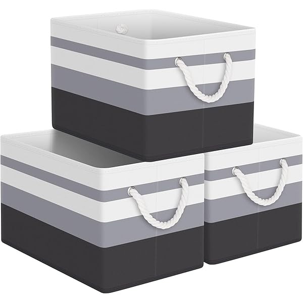 Collapsible Storage Basket - Large Storage Boxes With Rope Handles,