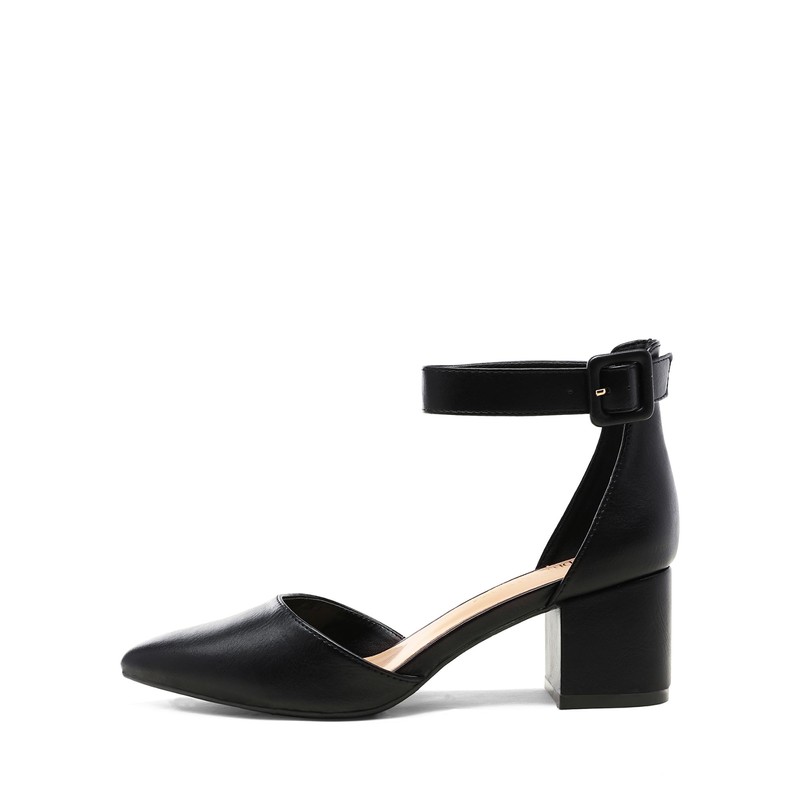 DREAM PAIRS DREAM PAIRS Womens Low Heel Pump Shoes, Black/Pu