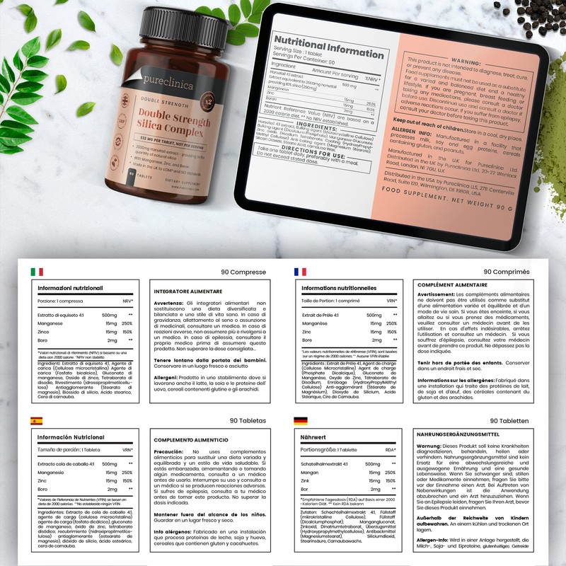 Double Strength Silica Complex – 3 Month Supply! (2000mg Horsetail