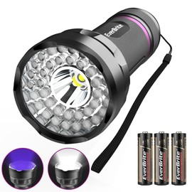 EverBrite LED Flashlight, Multifunctional Flashlight with UV and White Light, 395nm Black Light, 300 Lumens High Powered Flashlight for Camping, Emergencies, Pet Urine Stains, AA Batteries Included