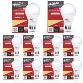 Star Microelectronic Systems LED Light Bulb 90 CRI 800 Lumens 5000K 33,000Hrs A19 Non-Dimmable (10 Pack)