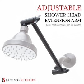 Shower Head Extension Arm by JS Jackson Supplies, Adjustable 10 Inch Showerhead Extender, Solid Brass Construction, Universal Tall Hi-lo Pipe Height Extending (Oil Rubbed Bronze Finish)