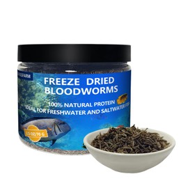 JADINGSFRAM Blood Worms Fish Food 2.5 oz, Freeze Dried Bloodworms for Fish, Bloodworms Fish Food for Freshwater Saltwater Tropical Fish Betta Cichlid Goldfish Guppy Turtle (2.5 OZ)