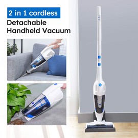 Vacmaster VSD1801 Cordless Handheld & Stick Vacuum Cleaner 2 in 1, Rechargeable Li-ion Battery Powerful Lightweight for Hardwood Floor, Carpet and Pet Hair White
