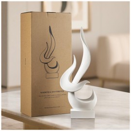 Magicsculp White Decor Modern Flame Statue with Gift Box, Home Decor Abstract Art Flame Statue for Living Room Dining Table Centerpiece Office Desk Coffee Table TV Stand Decoration