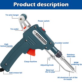 60 W Soldering Iron Set, Automatic Electronic Soldering Gun Kit with Desoldering Pump, Tweezers, Handheld Desoldering Tin Gun for Jewellery, DIY, Circuit Board Repair