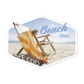 Die Cut Sticker Cape Cod, Massachusetts, Folding Beach Chair, Contour Vinyl Sticker 1 to 3 inches (Waterproof Decal for Cars, Water Bottles, Laptops, Coolers), Small
