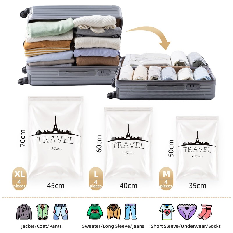 TAILI Small Vacuum Bags for Clothes Travel Vacuum Storage Bags